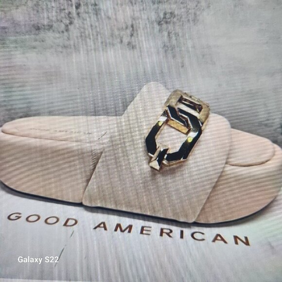 Good American Cream Platform Slides. NIB. Size 6.5 - Picture 2 of 11